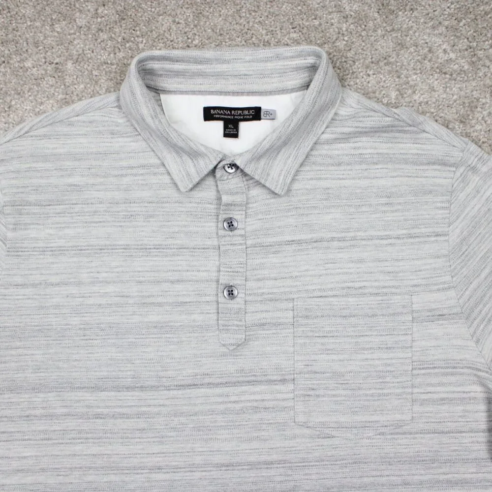 Banana Republic Performance Pique‎ Polo Shirt Mens XL Gray Cotton Stretch S/S